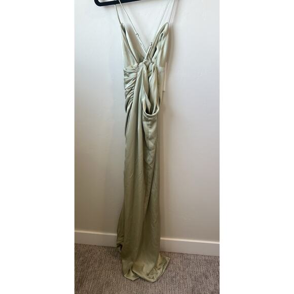 Katie May Ryder Strappy Back Satin Maxi Gown Sage Womens Size Small Formal Gown - Picture 3 of 14